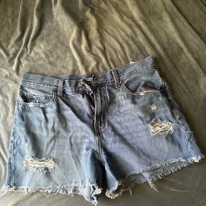 Casual Blue Distressed Jean Shorts
